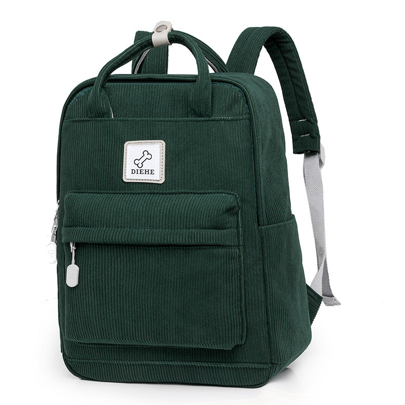Corduroy Textured Laptop School Backpack Bowlift
