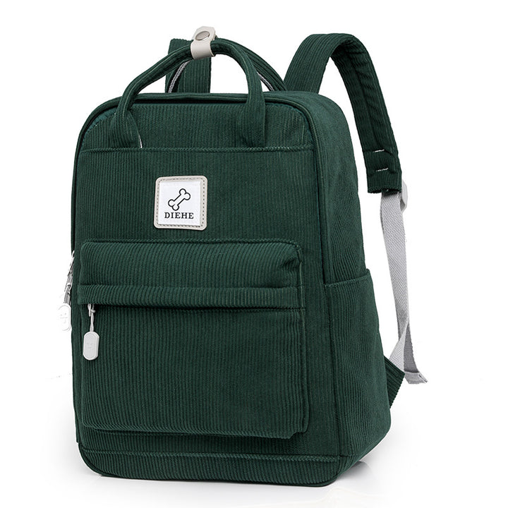 Corduroy Textured Laptop School Backpack Bowlift