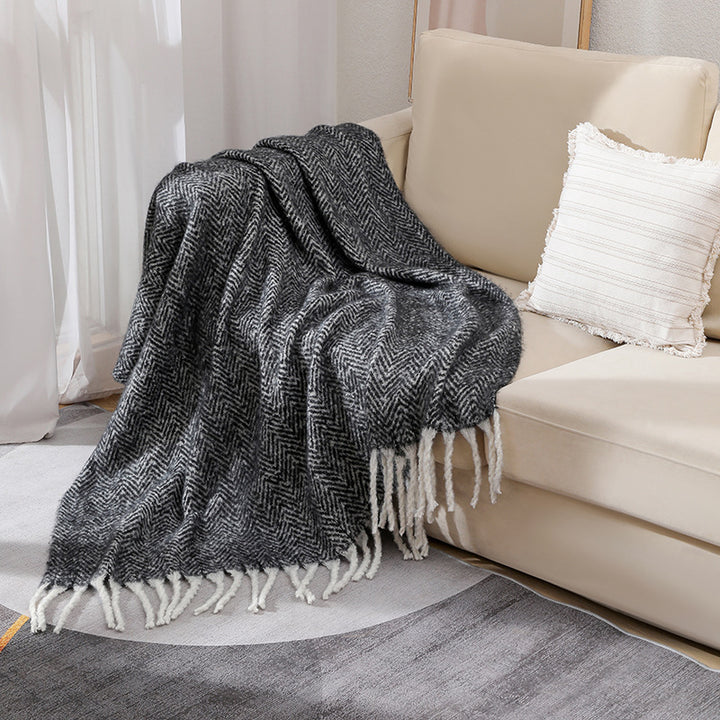Stylish Herringbone Throw Blanket