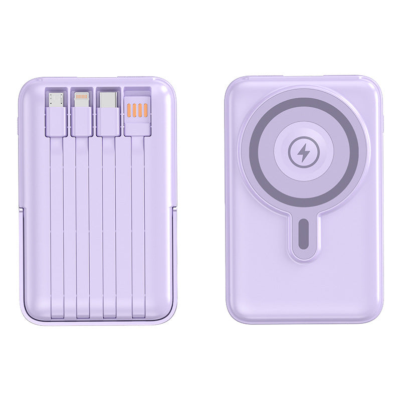 Portable power bank with integrated charging cables and MagSafe function Bowlift