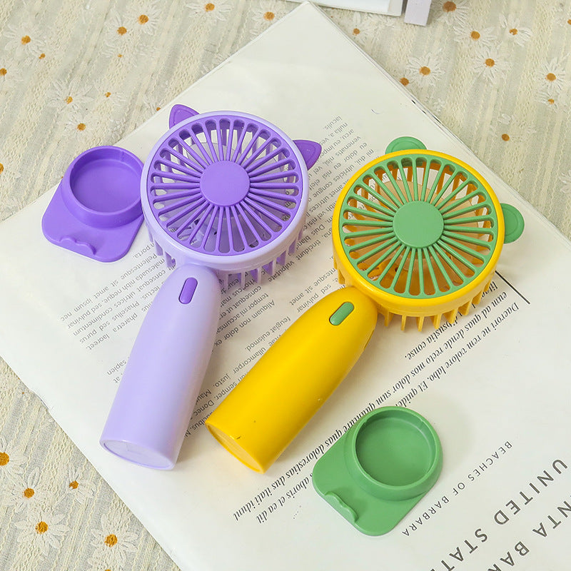 Women's Portable Mini Fan with Cute Cat Design Bowlift
