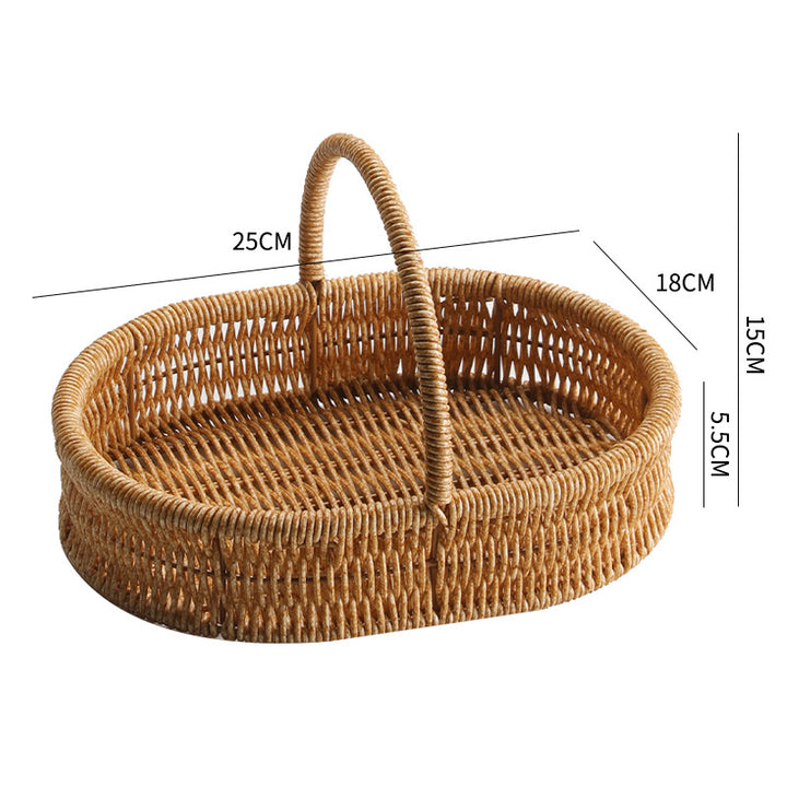 Decorative Woven Storage Basket with Mushroom Emblem Bowlift