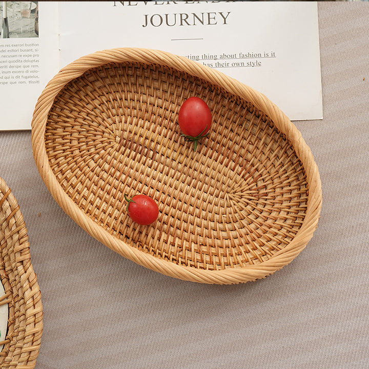Women's oval decorative basket made of woven natural material Bowlift