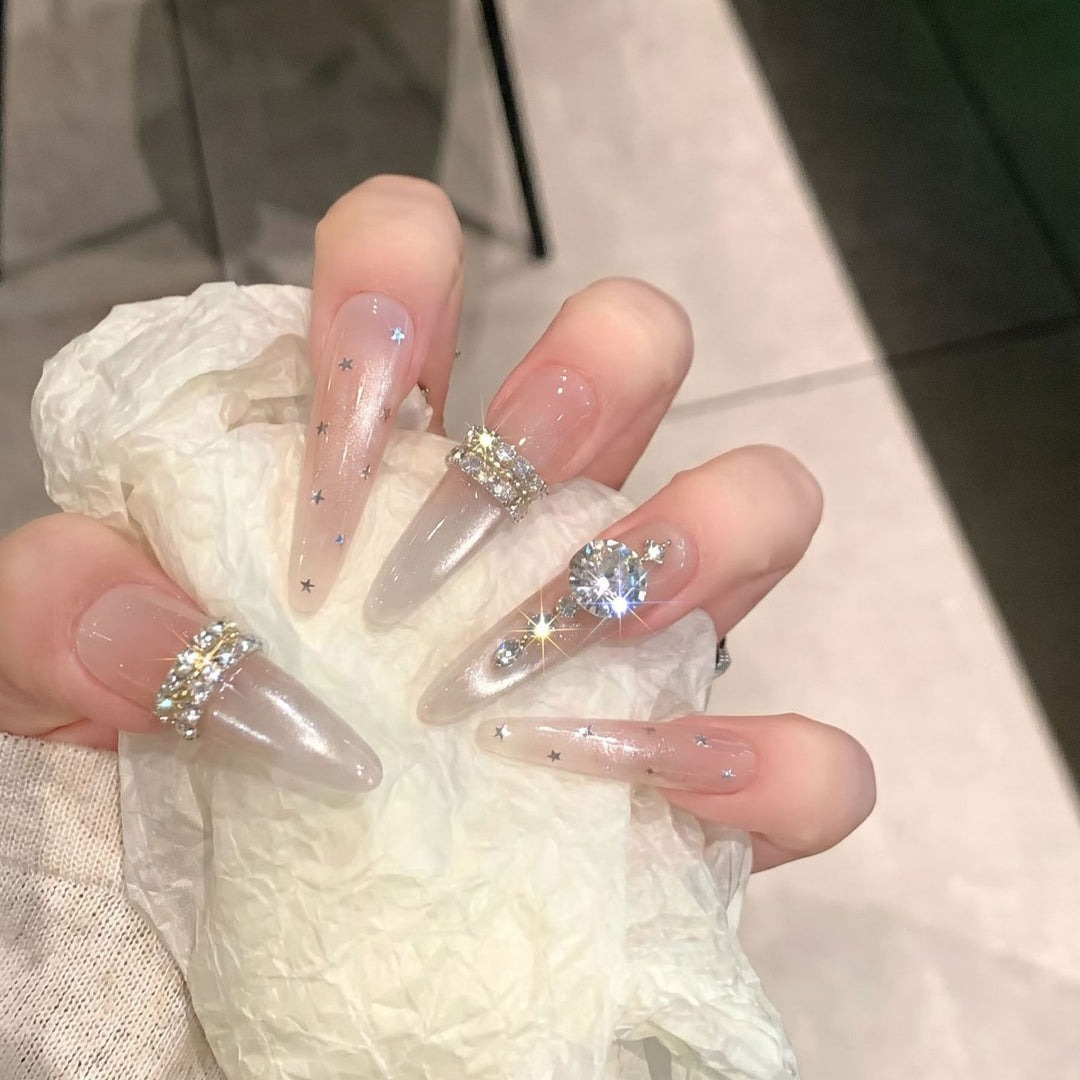 Premium Rhinestone-Embellished Stiletto Press-On Nails Bowlift