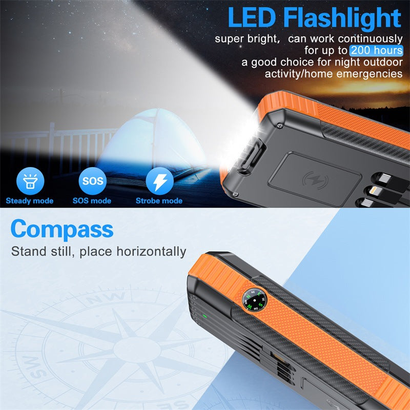 Power bank with solar charging function and integrated LED lamp Bowlift