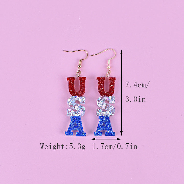 Women's nan triple star dangle glitter resin earrings with hypoallergenic hooks Bowlift