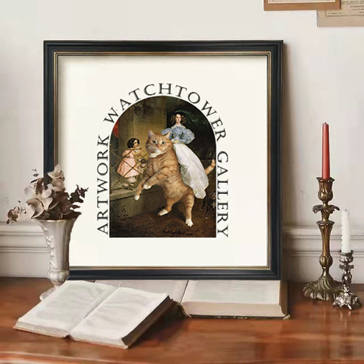 Framed Vintage Art Print with Woman at Piano