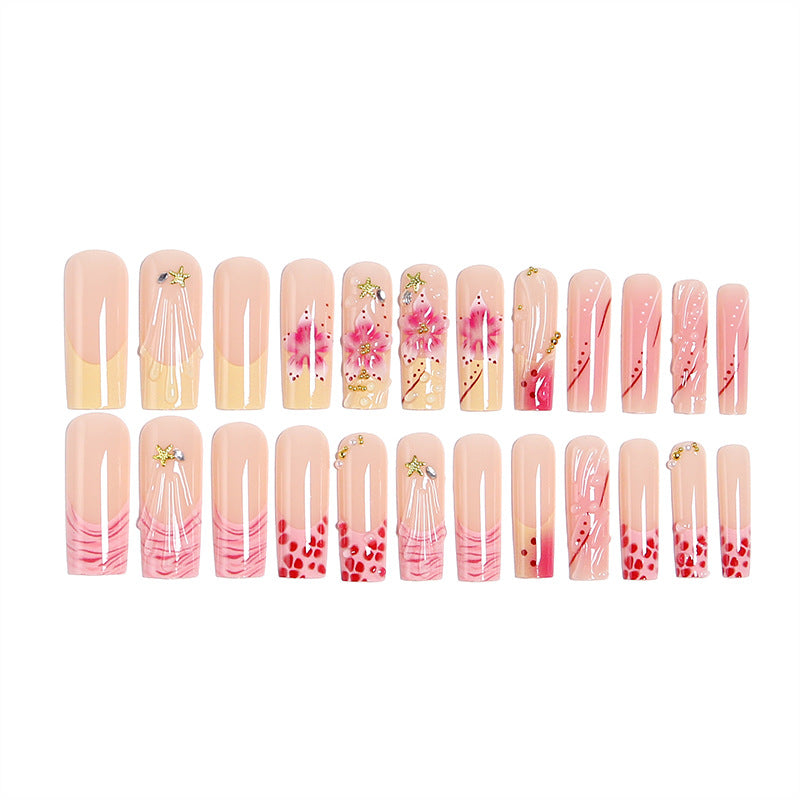 Artistic Nail Tips with Botanical Design Bowlift