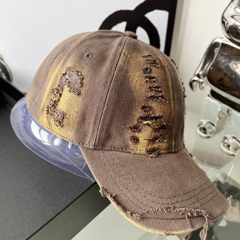 Unisex Distressed Denim Cap Bowlift