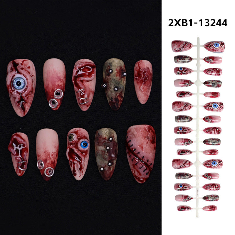 Artistic Theme Press-On Nails Set with Unique Design Elements Bowlift