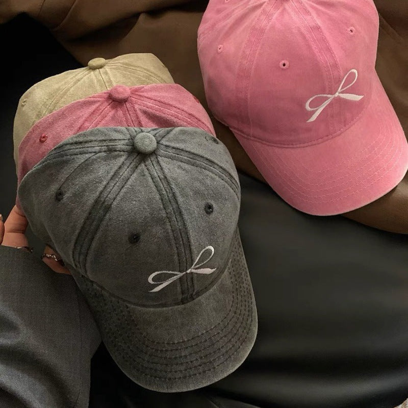 Women's Embroidered Bow Detail Adjustable Baseball Cap Bowlift