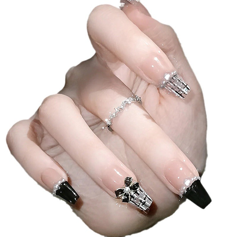 Glamorous artificial fingernails with glitter and moon designs Bowlift