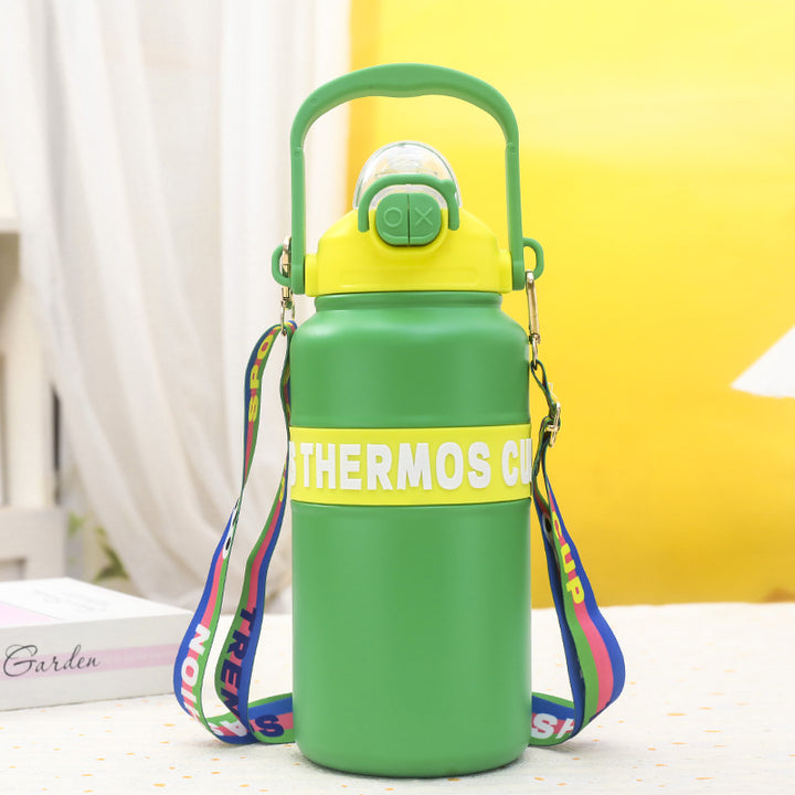 Insulated drinking bottle with practical carrying strap Bowlift