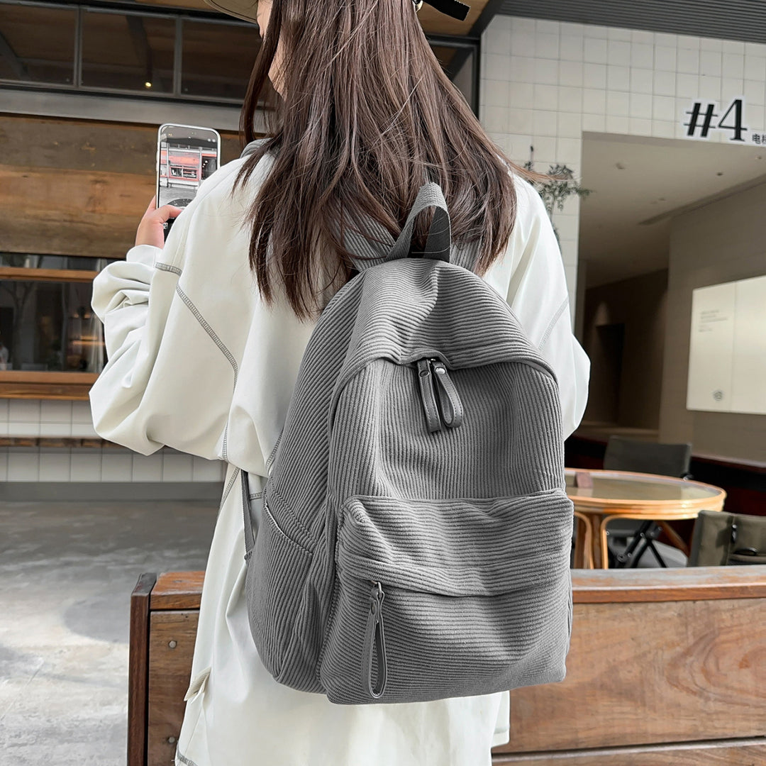 Textured Fabric Casual Backpack Bowlift