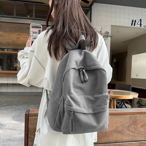 Textured Fabric Casual Backpack Bowlift