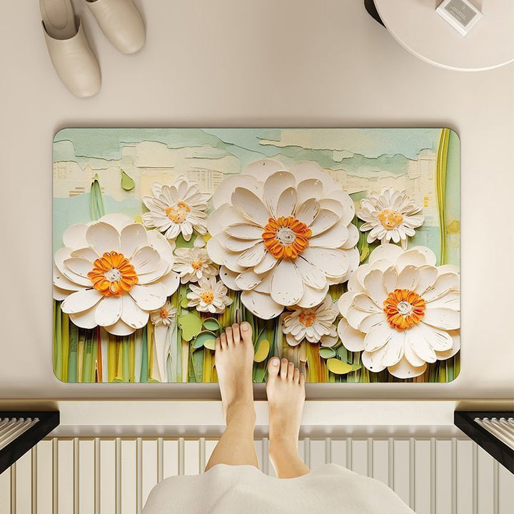 Floral Embossed Bath Mat Bowlift