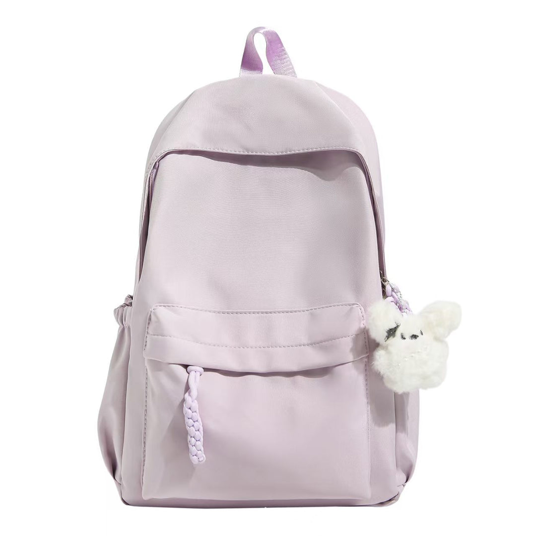 Backpack with Practical Compartment System and Playful Plush Pendant Bowlift