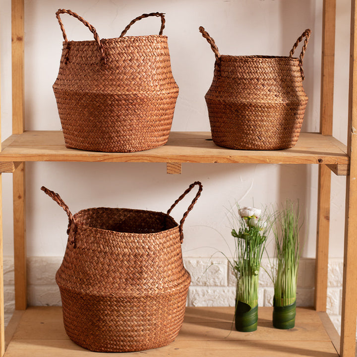 Handwoven Natural Fiber Storage Basket Bowlift