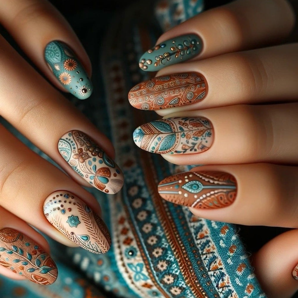 Artificial nails in ethnic design Bowlift