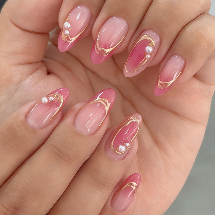 Elegant Press-On Nail Art Set Bowlift