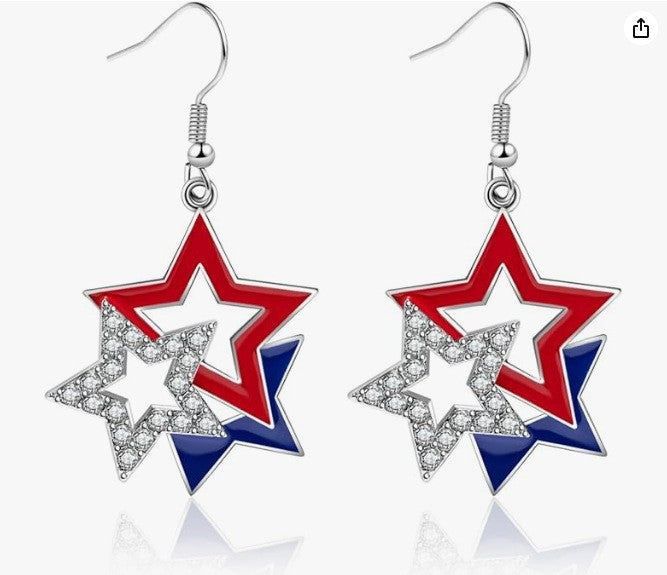 Ladies' statement star earrings with crystal embellishment and enamel coating Bowlift