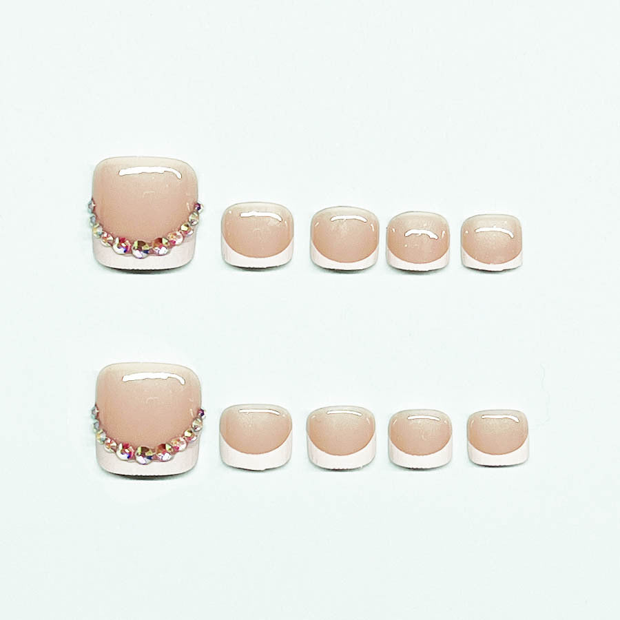 Nail art set with elegant French lace decoration and glitter accents Bowlift