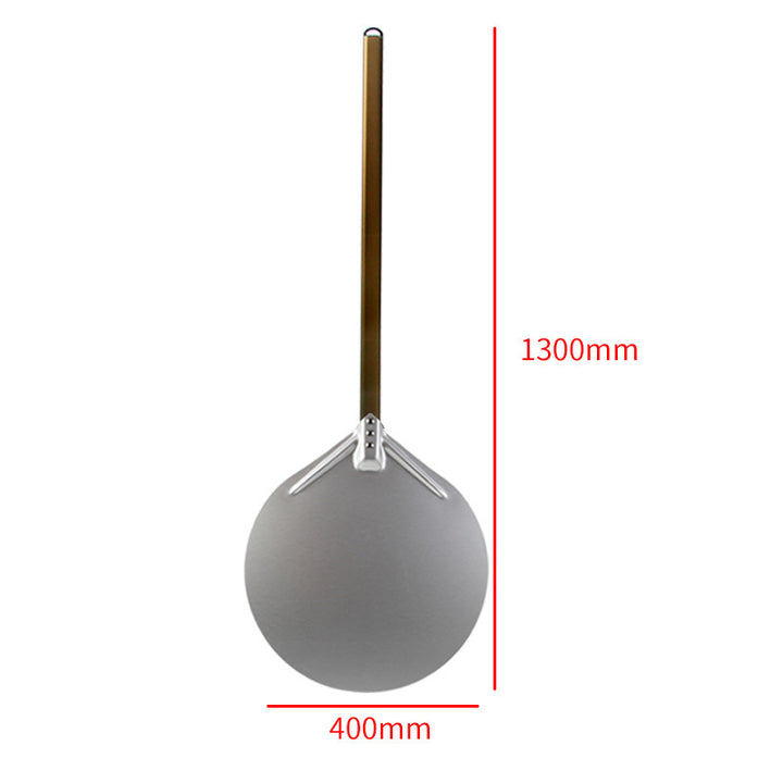 long wooden handled round aluminum pizza peel with reinforced neck Bowlift