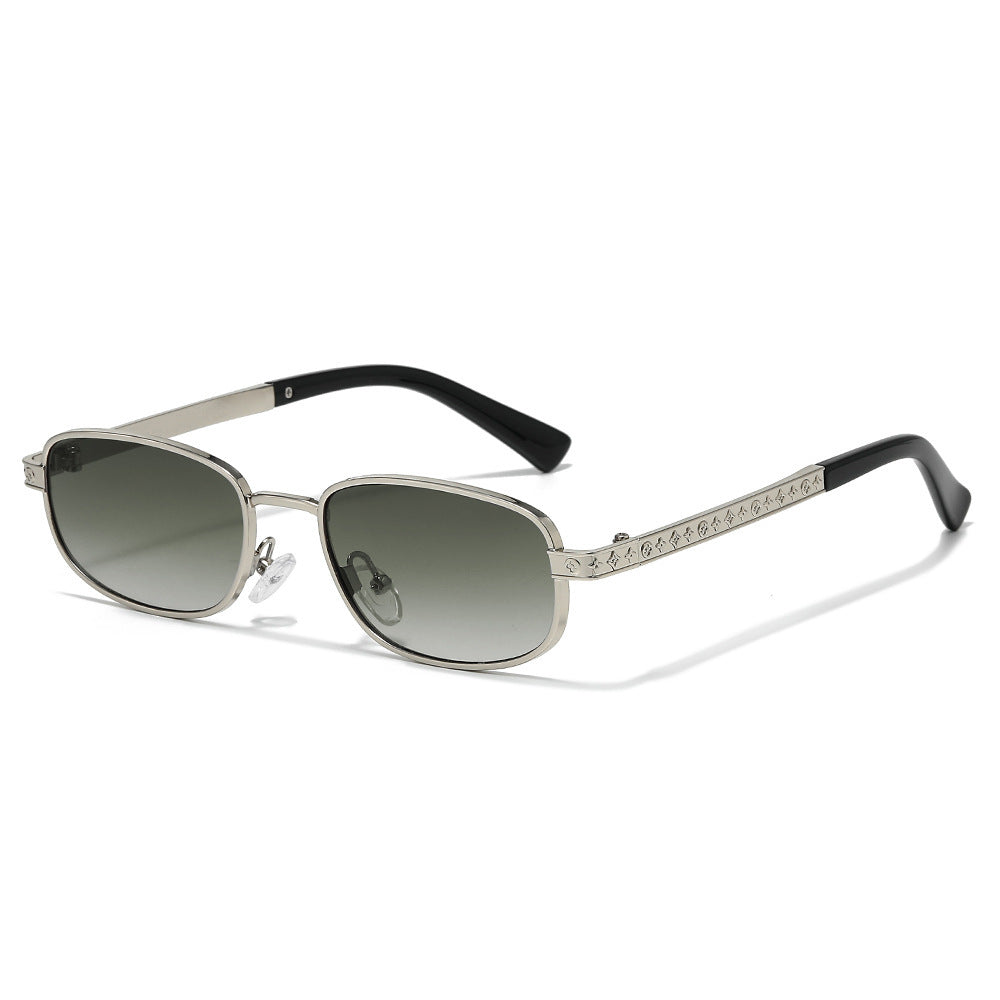 Stylish Rectangle Frame Sunglasses with Nose Pads Bowlift