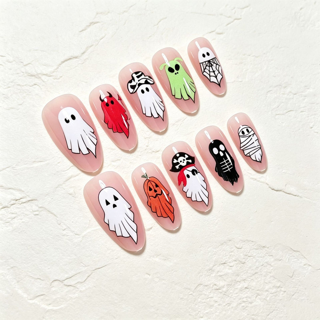 Halloween Nail Art Set with Creative Ghost Designs Bowlift