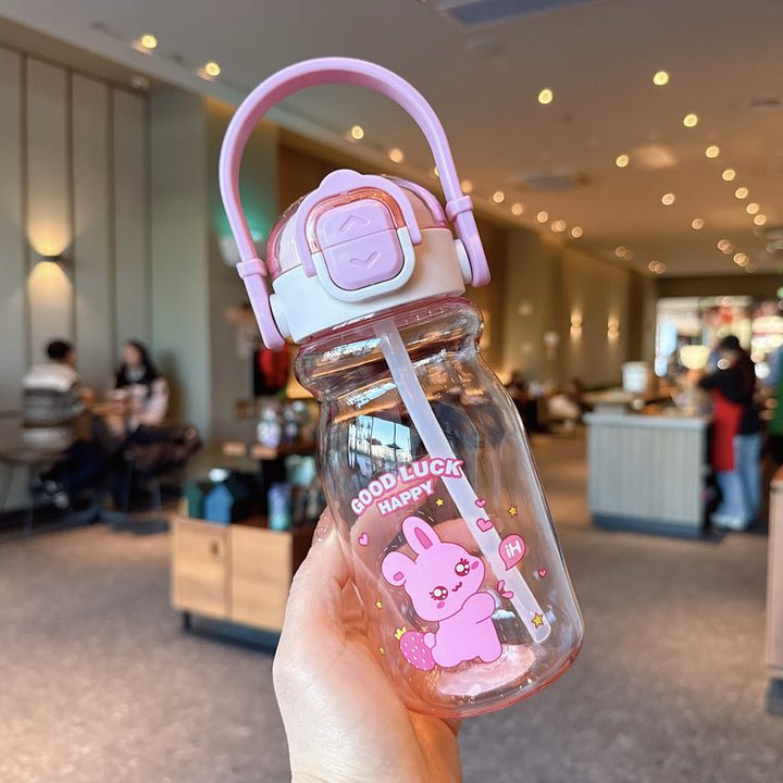 Women's Funny Plastic Drinking Bottle with Integrated Straw Function Bowlift