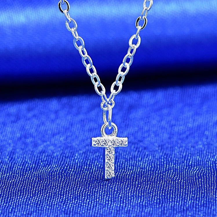 Dainty Pavé Cubic Zirconia Initial A Pendant Necklace Silver-Tone Chain Bowlift
