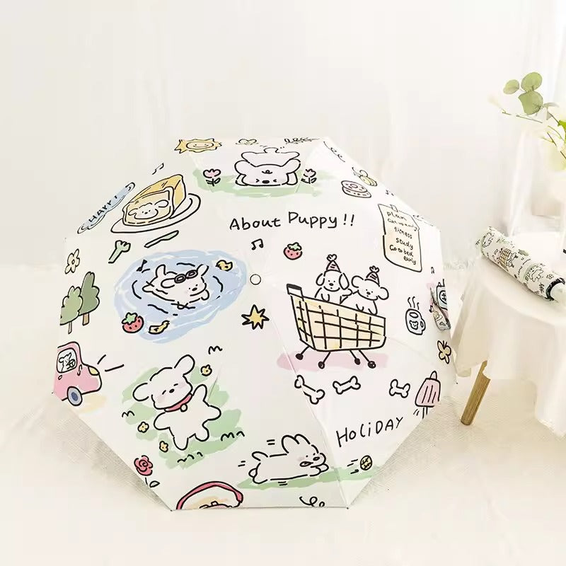 Women Automatic Mini Umbrella with Vibrant Animal Design Bowlift