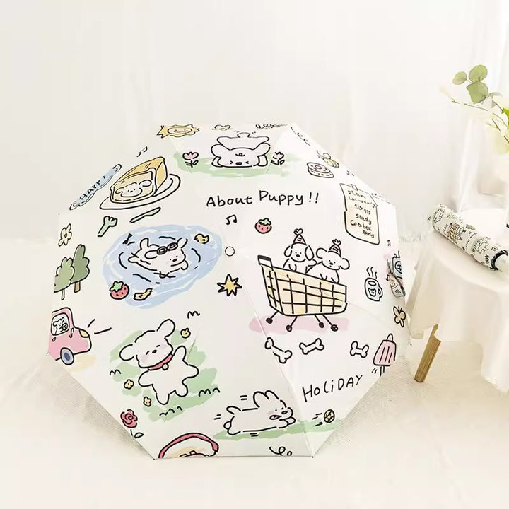 Women Automatic Mini Umbrella with Vibrant Animal Design Bowlift