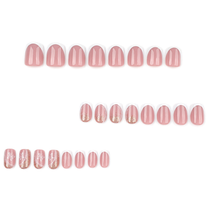 Elegant Nail Extensions with Glitter and Flower Patterns Bowlift