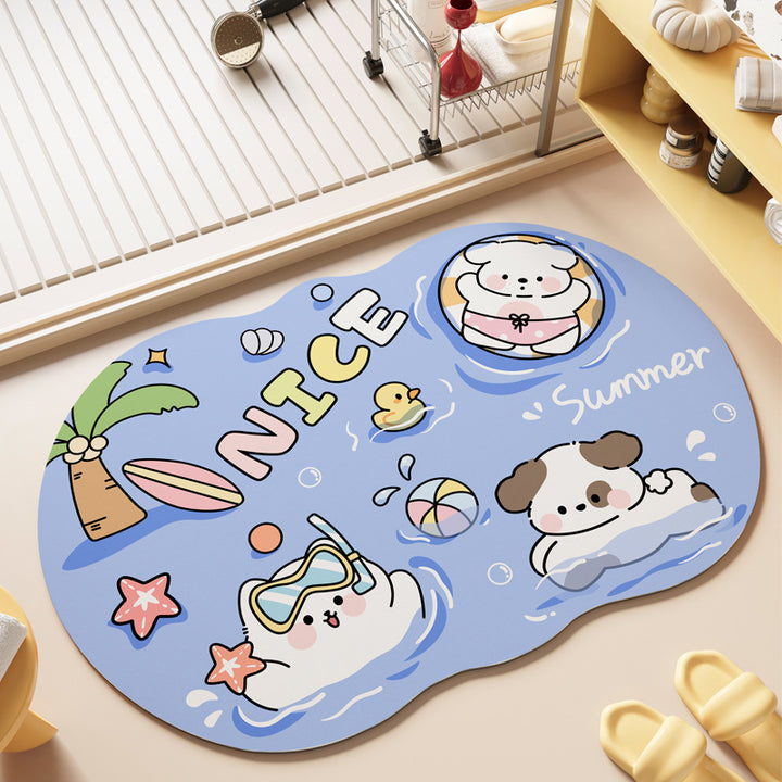 Playful Cartoon Animal Area Mat Bowlift