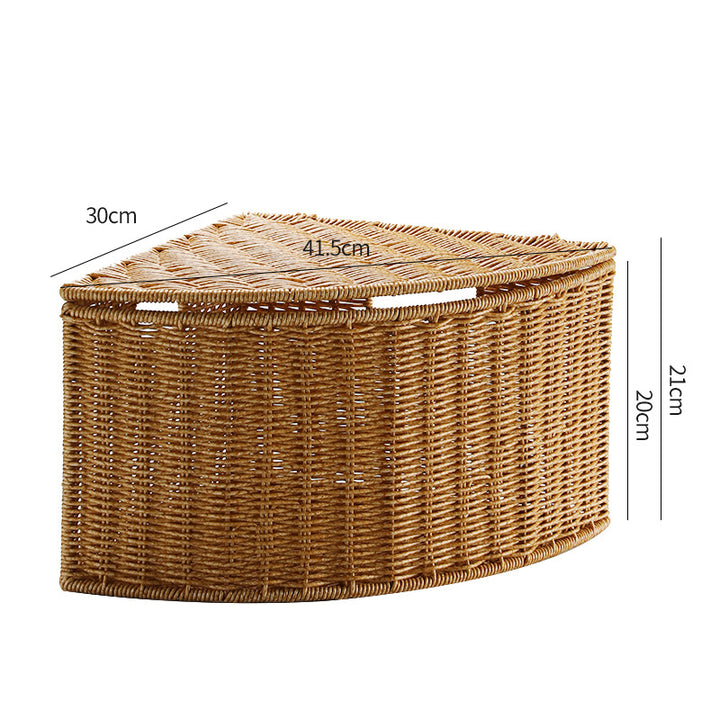 Corner Woven Storage Basket with Lid Bowlift