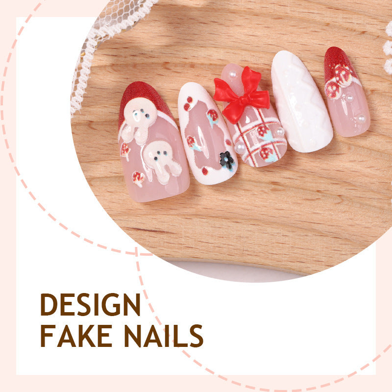 Creative acrylic nail set with playful bunny and gift designs Bowlift