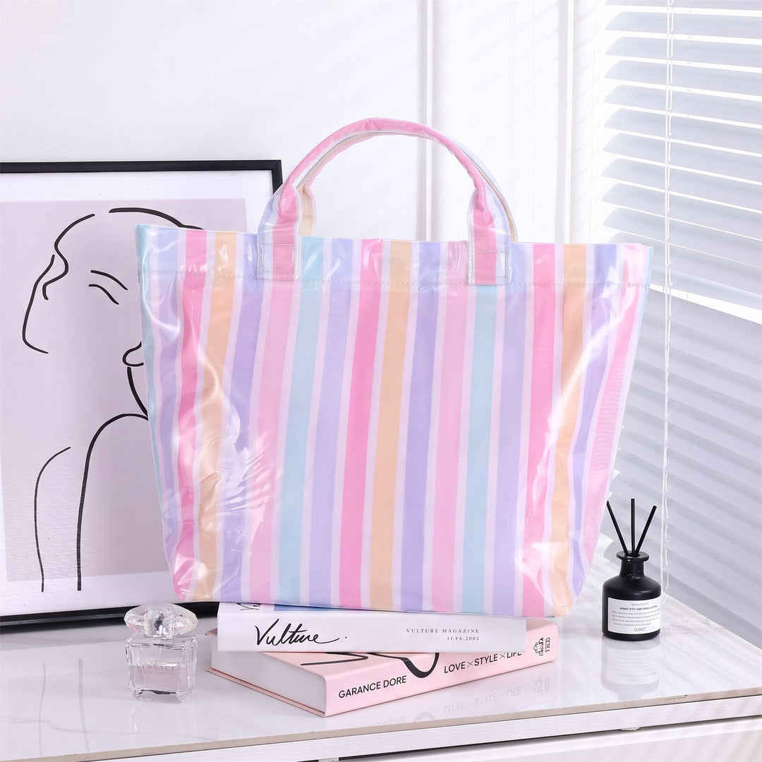 spacious Stripe Beach Bag Bowlift