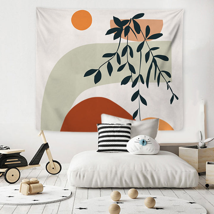 Tapestry with abstract botanical print and lightweight polyester fabric Bowlift