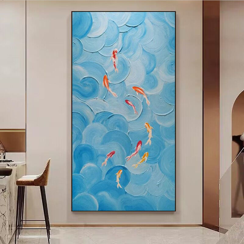 Abstract Fish-Themed Canvas Art