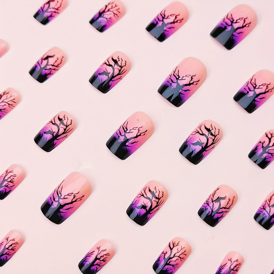 Creative nail art with mystical autumn forest design Bowlift