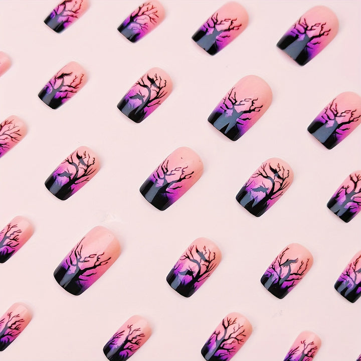 Creative nail art with mystical autumn forest design Bowlift