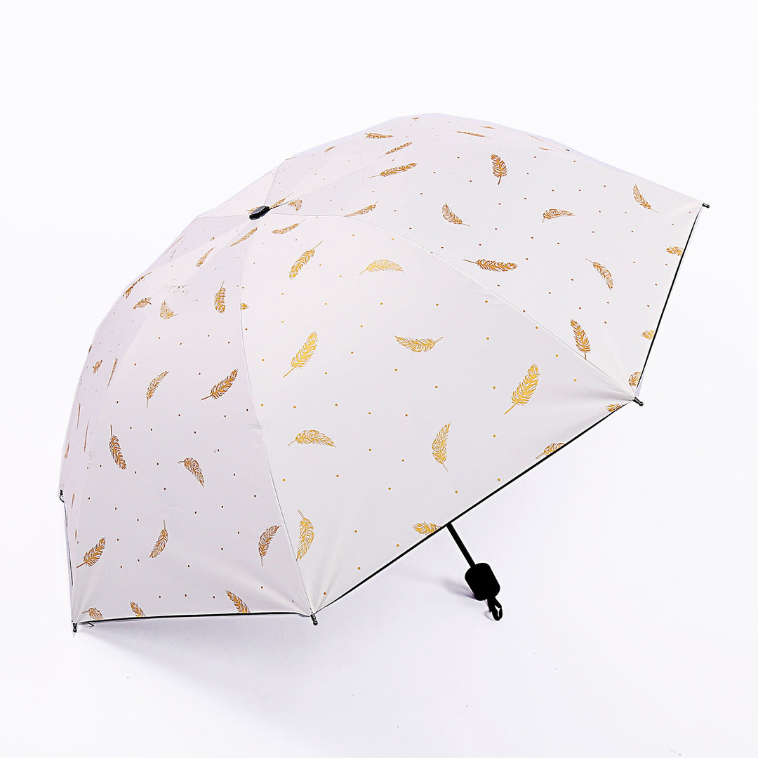 Women's Folding Umbrella with Elegant Feather Design Bowlift