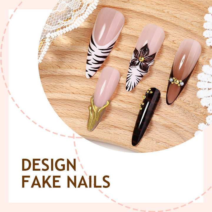 Acrylic nail set with elegant floral design and spectacular glitter accents Bowlift
