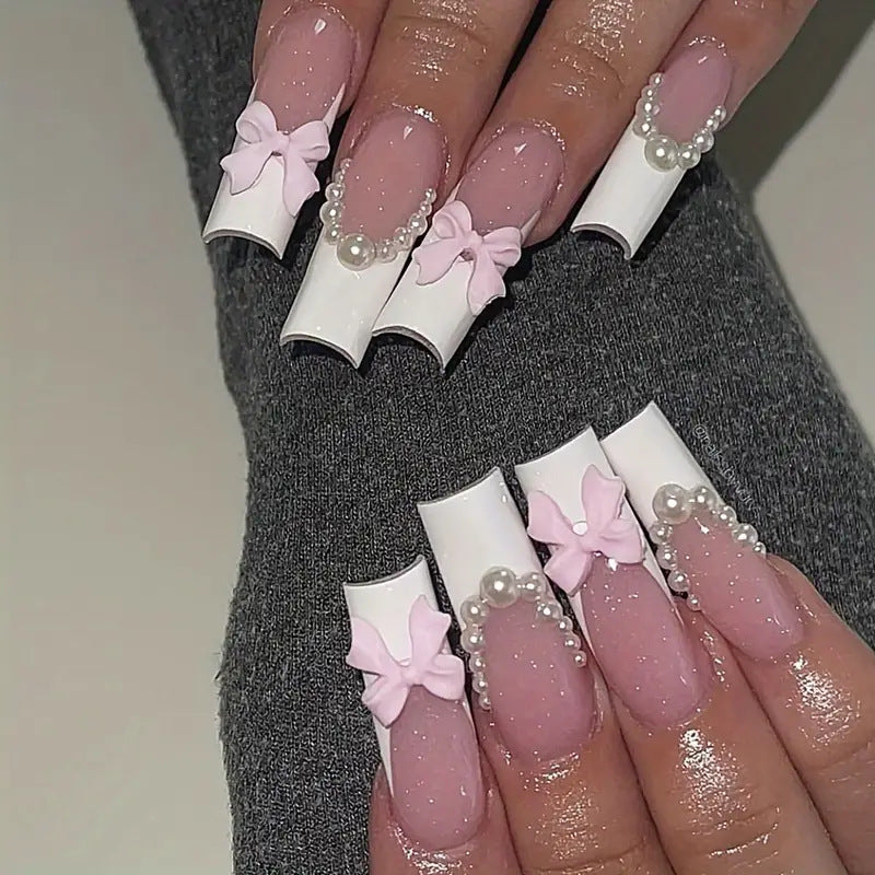 Bow-Embellished Press-On Nail Set Bowlift