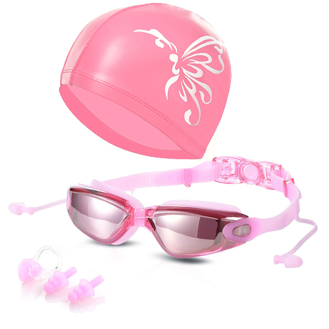 Swimming set with comfortable swimming goggles and trendy swimming cap Bowlift