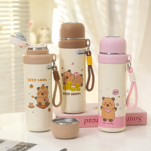 Women Insulated Drinking Bottle with Cute Bear Design Bowlift