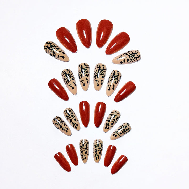 Artificial nails with Creative Note Design Bowlift