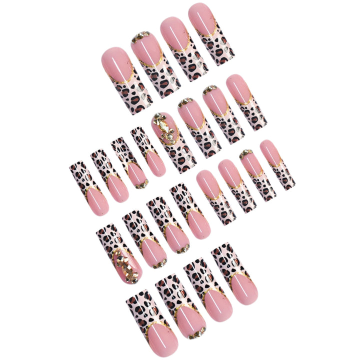 Elegant Leopard Print Press-On Nail Extensions Bowlift