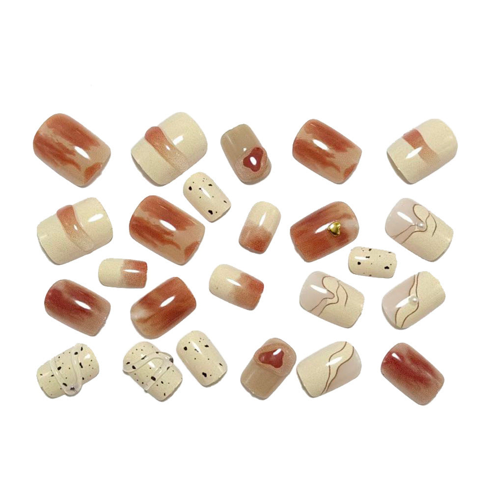 Artificial Nail Set with Elegant Marble Design Bowlift